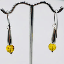 Load image into Gallery viewer, Amber Sterling Silver Bead Earrings | 1 1/2" Long | Yellow | 1 Pair |