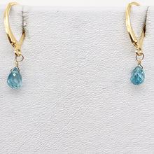 Load image into Gallery viewer, Faceted 6x4mm Blue Zircon 14Kgf Drop Earrings | 1" long | Blue | - PremiumBead Alternate Image 6