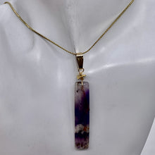 Load image into Gallery viewer, Chevron Amethyst 14K Gold Filled Rectangle | 3" Long | Purple/White | 1 Pendant|