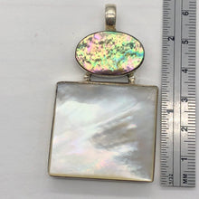 Load image into Gallery viewer, Abalone/Mother of Pearl Sterling Silver Drop Pendant | 2 1/4" Long | Blue/White|
