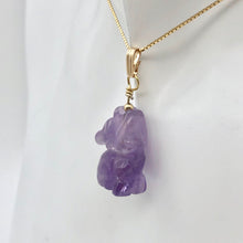 Load image into Gallery viewer, Amethyst Wolf Pendant Necklace | Semi Precious Stone Jewelry | 14k Pendant - PremiumBead Alternate Image 5