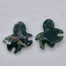 Load image into Gallery viewer, Adorable 2 Natural Carved Moss Agate Octopus Beads | 25x18x5.5mm | Green