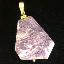Load image into Gallery viewer, Purple Flower Sodalite 14K Gold Filled Pendant | Purple/White | 2" Long |