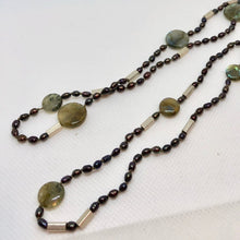 Load image into Gallery viewer, Elegant Black-Cherry FW Pearl Labradorite 27 inch Necklace 200021 - PremiumBead Alternate Image 4