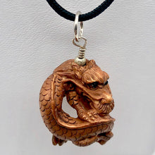 Load image into Gallery viewer, Hand Carved Boxwood Crouching Dragon Sterling Pendant 504128BDS - PremiumBead Primary Image 1