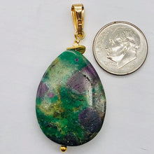 Load image into Gallery viewer, Natural Ruby Zoisite and 14K Gold Filled Pendant | 2" Long | Green/Red |
