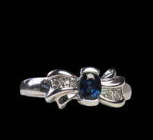 Load image into Gallery viewer, Blue Sapphire and White Diamonds Solid 14Kt White Gold Ring Size 6 3/4 9982Ai