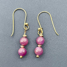 Load image into Gallery viewer, Sapphire 14K Rose Gold Filled Drop Earrings | 1 1/2" Long | Purple | 1 Pair |