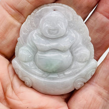 Load image into Gallery viewer, 160cts Hand Carved Buddha Gorgeous Lavendar Jade Pendant Bead | 50x47x8mm | Green