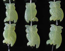 Load image into Gallery viewer, Wisdom One Carved Serpentine Jade Owl Bead | 34x19x6mm | Green - PremiumBead Primary Image 1