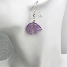 Load image into Gallery viewer, Amethyst Sterling Silver Zuni Bear Drop/Dangle Earrings | 2 1/4" Long | Purple |