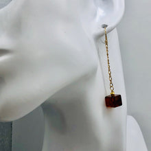 Load image into Gallery viewer, Amber 14K Gold Filled Cube Bead Earrings | 2 1/2" Long | Red | 1 Pair |