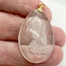 Load image into Gallery viewer, Reverse Carved Quan Yin Goddess Rutilated Quartz 14Kgf Pendant | 40x29x8mm | - PremiumBead Alternate Image 7