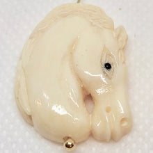 Load image into Gallery viewer, Regal Stallion Horse Pony Carved Waterbuffalo Bone Bead 10740 | 26x20.5x6.5mm | Bone - PremiumBead Alternate Image 2