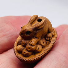 Load image into Gallery viewer, Hoppity Hop Carved Bunny Rabbit Boxwood Ojime/Netsuke Bead