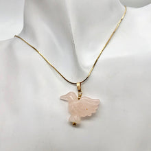 Load image into Gallery viewer, Rose Quartz Dove Pendant Necklace|Semi Precious Stone Jewelry|14kgf Pendant