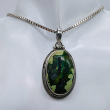 Load image into Gallery viewer, Green Turquoise Sterling Silver Native Oval Pendant | 2 1/4" Long | Green | 1 |