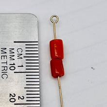 Load image into Gallery viewer, 1 Natural Red Coral 5x4mm Barrel Branch Bead 003861