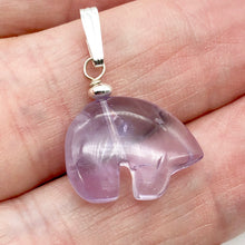 Load image into Gallery viewer, Amethyst Sterling Silver Zuni Bear Drop Pendant | 1" Long | Purple |