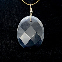 Load image into Gallery viewer, Onyx Faceted Sterling Silver Oval Pendant | 2 1/4" Long | Black |