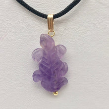 Load image into Gallery viewer, Charming Carved Natural Amethyst Lizard and 14K Gold Filled Pendant 509269AMG - PremiumBead Alternate Image 9