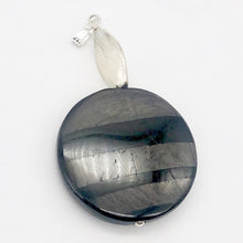 Load image into Gallery viewer, Silver Mirrors Hypersthene 29x7mm Disc Sterling Silver Pendant | 2"Long |