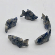 Load image into Gallery viewer, Carved Sodalite Koi Fish Worry Stone Figurine Bead | 23x11x5mm | Blue white