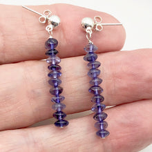 Load image into Gallery viewer, Vibrant Faceted Iolite Dangling Post Earrings | Sterling Silver | 1 3/4" Long |