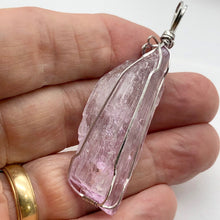 Load image into Gallery viewer, Kunzite Wire-Wrap Pink Crystal Sterling Silver Pendant | 2 5/8 Inch Long |