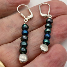 Load image into Gallery viewer, Shinning Teal Fresh Water Pearl Sterling Silver Earrings | 2" long |