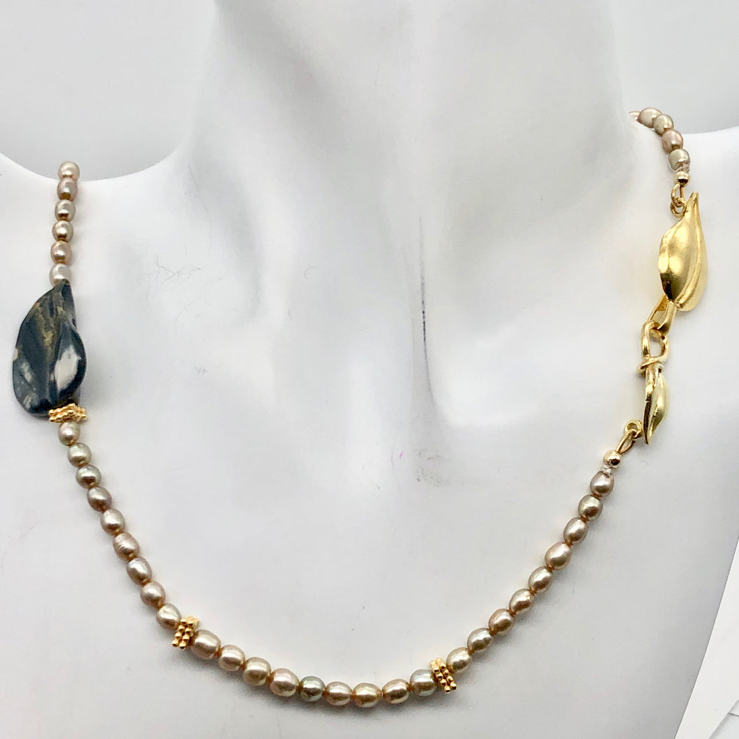 Ocean Jasper Pearl 14K Gold Filled Necklace| 22