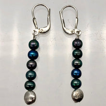 Load image into Gallery viewer, Shinning Teal Fresh Water Pearl Sterling Silver Earrings | 2" long |