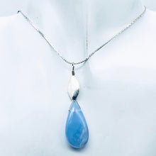 Load image into Gallery viewer, Blue Chalcedony Designer Sterling Silver Pendant | 26x14x6mm | 2" Long |