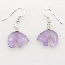 Load image into Gallery viewer, Amethyst Sterling Silver Zuni Bear Drop/Dangle Earrings | 2 1/4" Long | Purple |