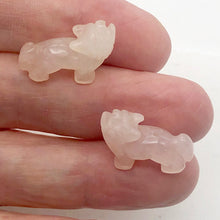 Load image into Gallery viewer, Howling 2 Carved Rose Quartz Standing Wolf/Coyote Beads | 21x17x7.5mm | Pink