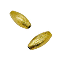 Load image into Gallery viewer, Designer Brushed 22K Vermeil Sterling Silver Rice Beads | 13x5mm | 2 Beads |