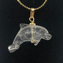 Load image into Gallery viewer, Quartz Dolphin Pendant Necklace | Semi Precious Stone Jewelry | 14k Pendant - PremiumBead Alternate Image 2