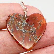 Load image into Gallery viewer, Limbcast Agate Valentine Heart Silver Pendant | 1 1/2 Inch Long | Orange/Green | - PremiumBead Alternate Image 2