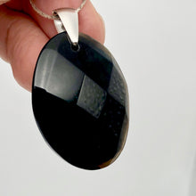 Load image into Gallery viewer, Stunning Faceted Onyx Sterling Silver Pendant| 40x30mm| Black| Oval | 1 Pendant| - PremiumBead Alternate Image 5