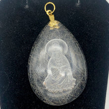 Load image into Gallery viewer, Reverse Carved Quan Yin Goddess Rutilated Quartz 14Kgf Pendant | 40x29x8mm | - PremiumBead Alternate Image 2