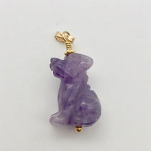 Load image into Gallery viewer, 14Kgf Faithful Natural Amethyst Carved Dog Pendant 509261AMG - PremiumBead Alternate Image 5