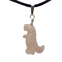 Load image into Gallery viewer, Rose Quartz Tyrannosaurus Rex Dinosaur Pendant Necklace|Sterling Silver Jewelry