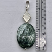Load image into Gallery viewer, Seraphinite Drop Oval Sterling Silver Pendant | 2 1/4" Long | Green White | 1 |