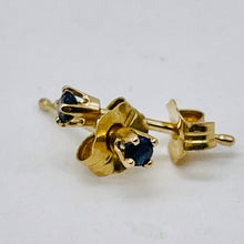 Load image into Gallery viewer, Sapphire 14K Gold 2mm Stud Round Earrings | 2mm | Blue | 1 Pair |