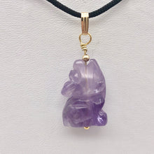Load image into Gallery viewer, Amethyst Wolf Pendant Necklace | Semi Precious Stone Jewelry | 14k Pendant - PremiumBead Alternate Image 9