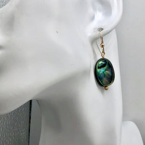 Abalone 14K Gold Filled Drop Earrings | 1 1/4" Long | Blue | 1 Pair Earrings |