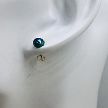 Load image into Gallery viewer, South Sea Pearl 14K Solid Gold Post Earrings | 6mm | Gray/Blue | 1 Pair |