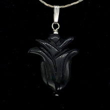 Load image into Gallery viewer, Obsidian Sterling Silver Rose Flower Pendant | 1 1/2" Long | Black | 1 Pendant |