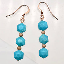 Load image into Gallery viewer, Unique Natural USA Turquoise 14K Rose Gold Filled Earrings | 1 3/4" Long |