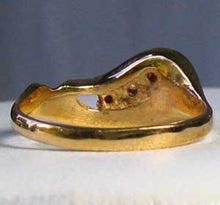 Load image into Gallery viewer, Three Stone Natural Red Ruby in Solid 14Kt Yellow Gold Ring Size 6 9982x - PremiumBead Alternate Image 3